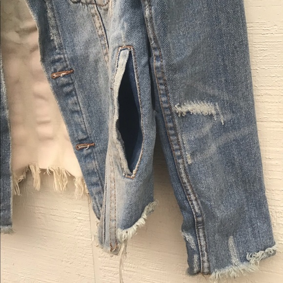 UNIF American flag denim jean distressed spikes jacket - Picture 10 of 16